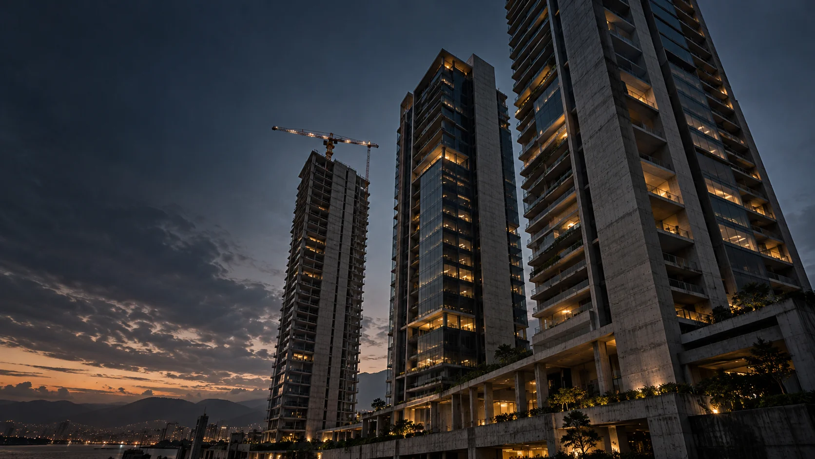 Arquitetura de concreto e vidro, composição conceitual